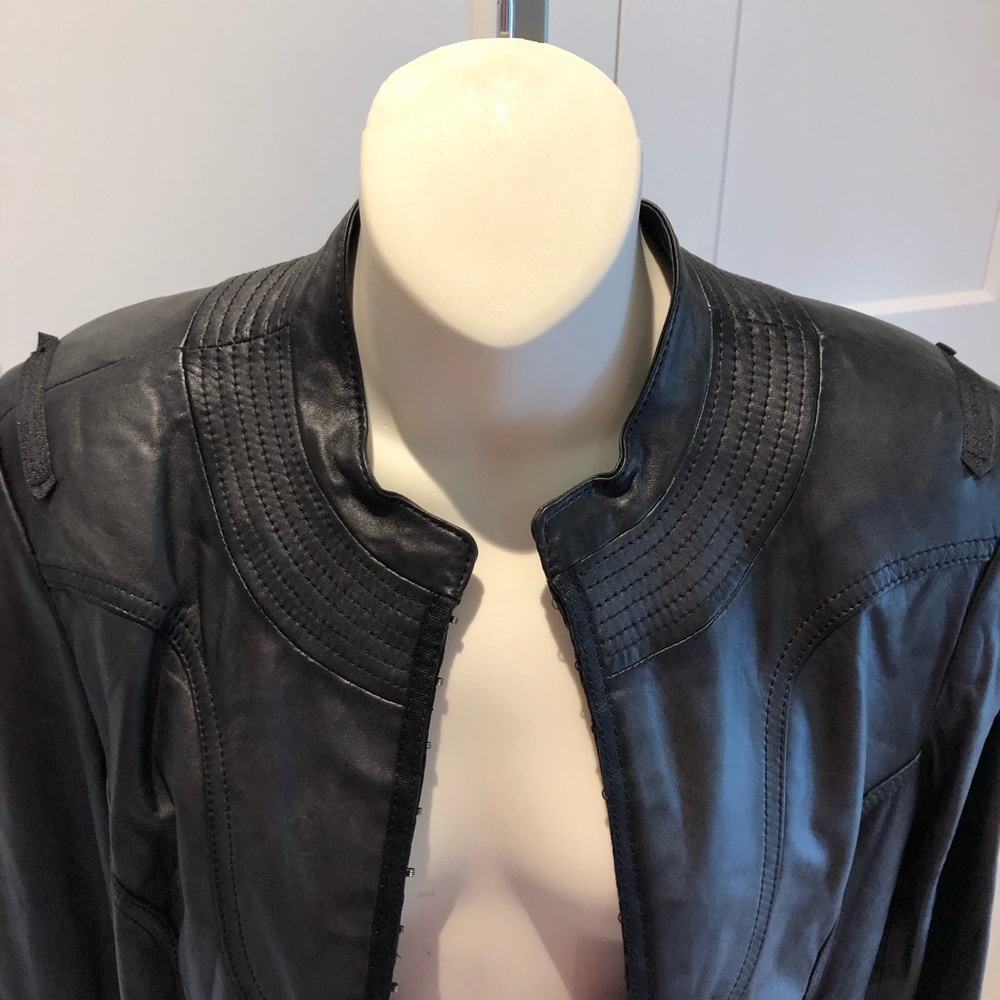 LIKE NEW Danier Black Leather BOHO Jacket - Picture 3 of 8
